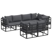 Tuinbankenset met kussen 7 pcs Zwart Staal - thumbnail