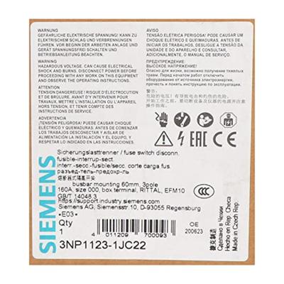 Siemens 3NP11231JC22 Zekeringslastscheider 3-polig 160 A 690 V/AC 1 stuk(s)