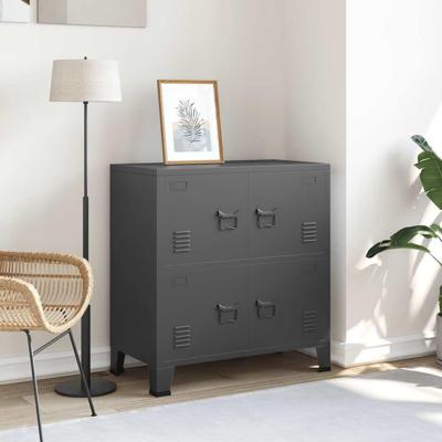 Opbergkast industrieel 75x40x80 cm staal antracietkleurig