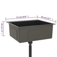 Gootsteen met kraangat handgemaakt roestvrij staal zwart - thumbnail