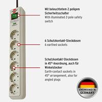 Brennenstuhl 1159750015 Overspanningsveilige stekkerdoos 6-voudig Grijs Randaarde stekker 1 stuk(s) - thumbnail