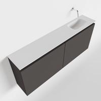 MONDIAZ TURE 120cm toiletmeubel dark grey. EDEN wastafel talc rechts geen kraangat - thumbnail