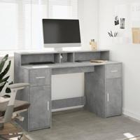 Bureau met LED-verlichting 140x55x91 cm bewerkt hout betongrijs - thumbnail