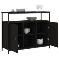 Dressoir 100x35x80 cm bewerkt hout zwart - thumbnail