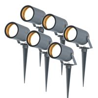 Set van 6 Spikey LED prikspots - GU10 4 Watt 345 lumen - Dimbaar - Kantelbaar - 2700K warm wit - IP65 Waterdicht - Antraciet - Tuinspots - Pinspots - thumbnail