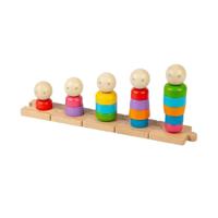 Bigjigs houten regenboogfamilie stapelspeelgoed, 25dlg. - thumbnail
