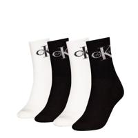 Calvin Klein Sokken Giftbox Dames Monologo 4-pack Wit/Zwart-One Size (37-41) - thumbnail