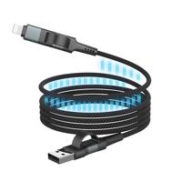 Ansmann 1700-0188 USB-kabel USB-A stekker, USB-C stekker, Apple Lightning stekker 120 cm Zwart Textielmantel - thumbnail