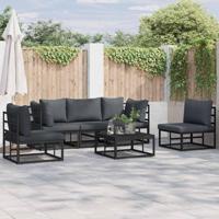 Tuinbankenset met kussen 6 pcs Zwart Aluminium - thumbnail