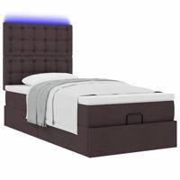 Ottoman bed met matras en LED's 80x200cm stof donkerbruin - thumbnail