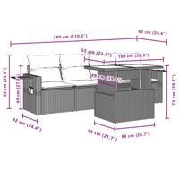 5-delige Loungeset met kussens poly rattan beige - thumbnail
