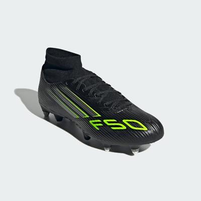 adidas F50 League Mid IJzeren-Nop Voetbalschoenen (SG) Zwart Zilver Neongeel adidas F50 League Mid IJzeren-Nop Voetbalschoenen (SG) Zwart Zilver Neongeel