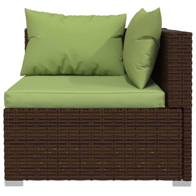 7-delige Loungeset met kussens poly rattan bruin