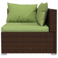 7-delige Loungeset met kussens poly rattan bruin - thumbnail