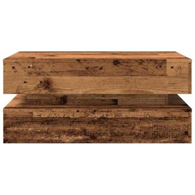 Salontafel met LED-verlichting 90x50x40 cm oud houtkleurig