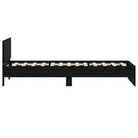 Bedframe met hoofdeinde Zwart eiken 90 x 190 cm Bewerkt hout - thumbnail