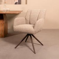 LABEL51 Eetkamerstoel Padua - Mushroom - Royal Boucle - Brons Metalen Frame - thumbnail