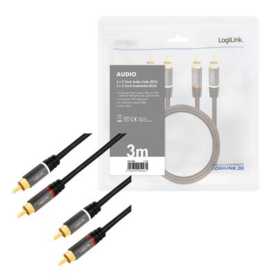 LogiLink CA1206 Cinch Audio Aansluitkabel 3.0 m Zwart Afgeschermd, Kleurcodering
