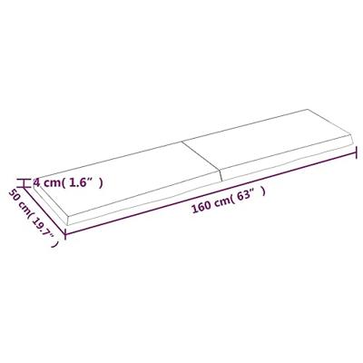 Tafelblad 160x50x(2-4)cm behandeld massief eikenhout lichtbruin
