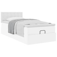 Ottomaanse bed met matras 80x200cm kunstleer wit - thumbnail