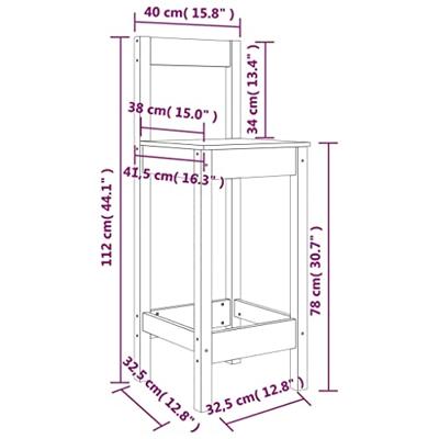 Barstoelen 2 st 40x41,5x112 cm massief grenenhout