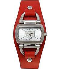 Horlogeband Fossil BQ1121 Onderliggend Leder Rood 11mm