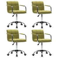 vidaXL Eetkamerstoelen draaibaar 4 st stof groen - thumbnail