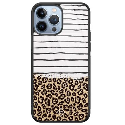 iPhone 13 Pro Max glazen hardcase - Leopard lines