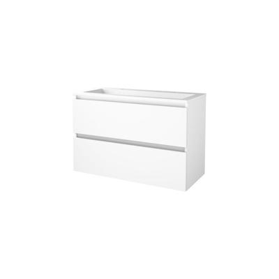 Basic-Line Start 46 Badkamermeubelset - 100 x 46 cm - Greeploos - 2 Lades - Acryl Wastafel - 2 Kraangaten - Ice White