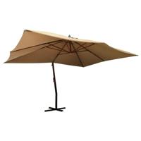 VidaXL Zweefparasol met houten paal 400x300 cm taupe - thumbnail