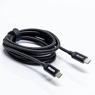 Unitek 2 meter USB C - USB C kabel met Power Delivery, 100 watt, 20 V/5 A, snellaadkabel, synchronisatiekabel, voor USB Type-C-apparaten, nylonvlechtwerk, duurzaam, zwart