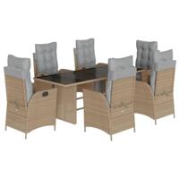 7-delige Tuinset met kussens poly rattan gemengd beige - thumbnail
