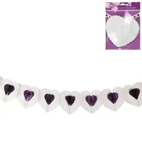 Slinger Heart papier wit/paars 4 m | 24 stuks - thumbnail