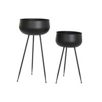 Plantenbakkenset DKD Home Decor 34 x 34 x 70 cm Zwart Metaal - thumbnail