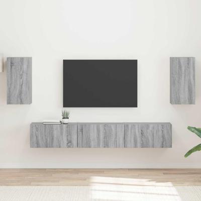 Tv-meubelset Wandgemonteerd 3 pcs Grijs Sonoma Bewerkt hout