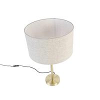 QAZQA Klassieke tafellamp messing met kap lichtgrijs 35 cm - Simplo - thumbnail