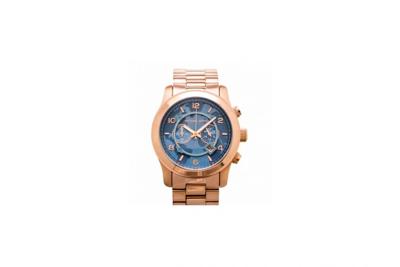 Michael Kors Blue Dial Runway 45 mm rose staal | MK8358 Michael Kors Blue Dial Runway 45 mm rose staal | MK8358