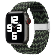 Braided nylon bandje - Zwart / Groen - Geschikt voor Apple Watch 44mm / 45mm / 46mm / 49mm - thumbnail