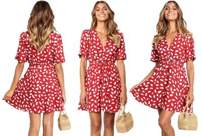 Korte jurk met print in de sale