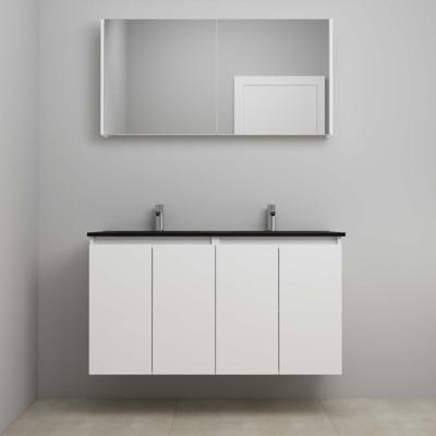 On-Line Onderkast - 120 cm - Bouwpakket - Greeploze Ladestructuur - Acryl Wastafel - 2 Kraangaten - Mat Wit