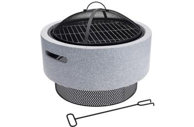 ProGarden vuurschaal met barbecuerooster rond 52x18,5 cm lichtgrijs