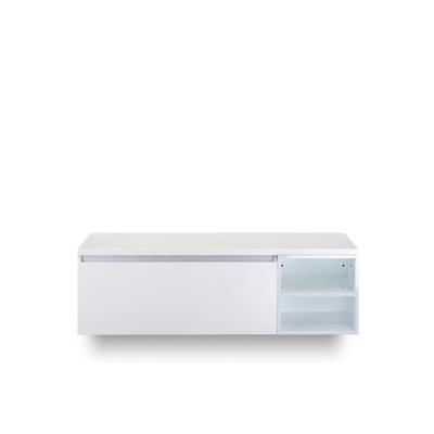 Frozen Badmeubelset 140 cm - Greeplijst in kleur - Wastafel Regaalkast - met Bovenblad Wit Hoogglans