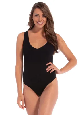 Magic zwarte stringbody mouwloos - Everybody V-neck - Naadloze body brede bandjes