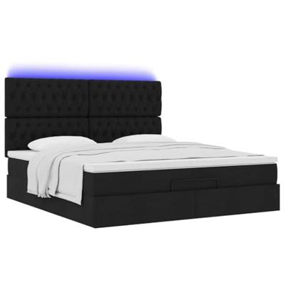 Ottoman bed met matras en LED's 180x200cm stof zwart