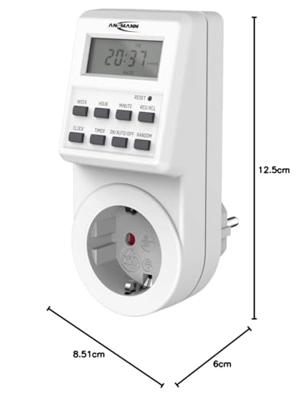 Ansmann 1260-0009 Stopcontact-schakelklok Digitaal Dagprogramma, Weekprogramma 3680 W Toevalsfunctie, Zomer- en wintertijd omzetten, Programmeerfunctie Ansmann 1260-0009 Stopcontact-schakelklok Digitaal Dagprogramma, Weekprogramma 3680 W Toevalsfunctie, Zomer- en wintertijd omzetten, Programmeerfunctie