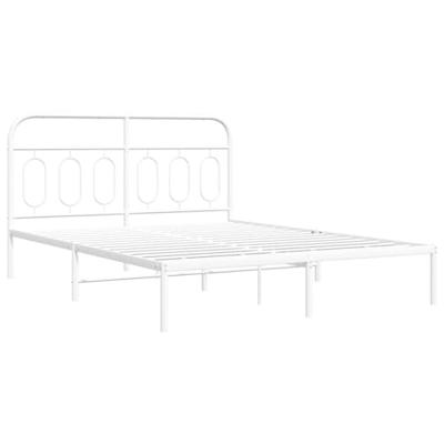 Bedframe met hoofdbord metaal wit 140x190 cm - thumbnail
