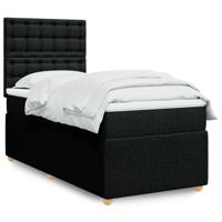 Boxspring met matras stof zwart 90x190 cm - thumbnail