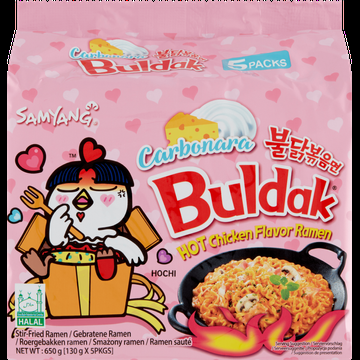 Samyang Carbonara Buldak Hot Chicken Flavor Ramen 5 x 130 g bij Jumbo Samyang Carbonara Buldak Hot Chicken Flavor Ramen 5 x 130 g bij Jumbo