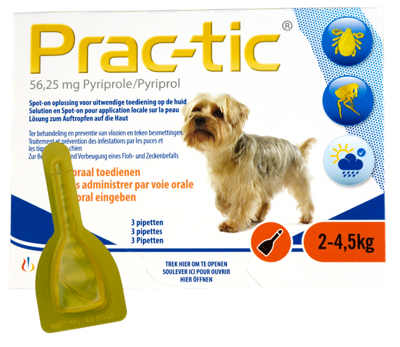 Prac-Tic 56,25 mg Teek&Vlo (2-4,5 kg) 3 pipet
