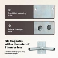 VidaXL Vlaggen mast houder zilver 11,5 x 7,5 x 0,2 cm staal - thumbnail